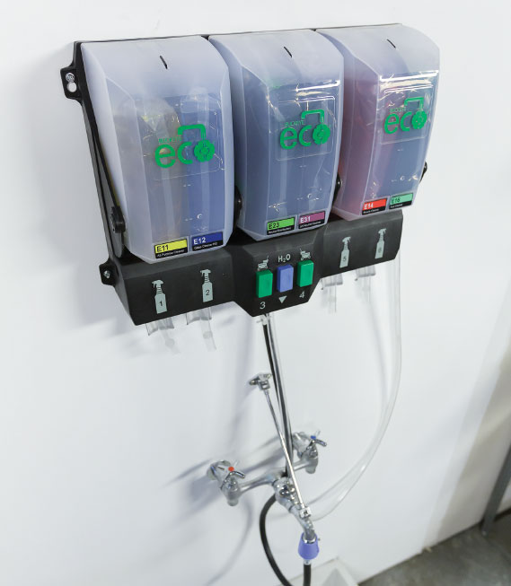 An Eco Proportioning System mounted on a wall