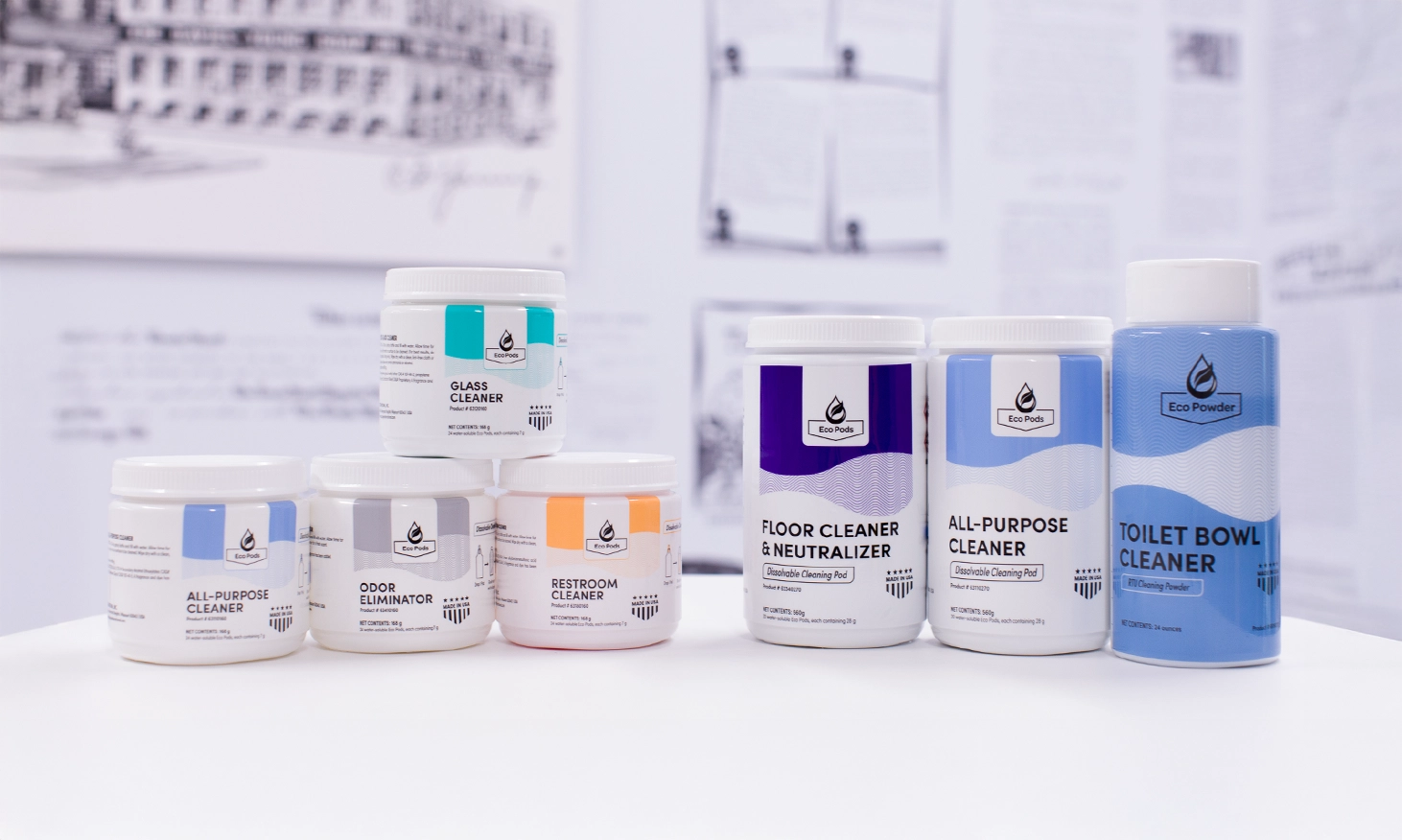 Group Shot of Eco Pod products